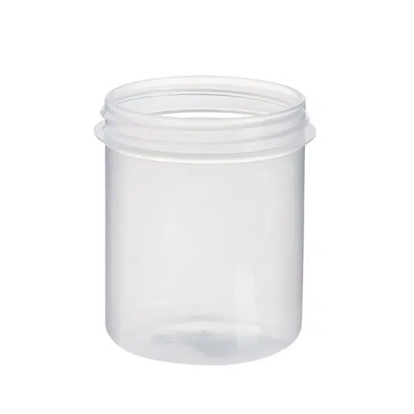 Tarro de plástico de 150 ml en color natural con rosca R63 sin precinto