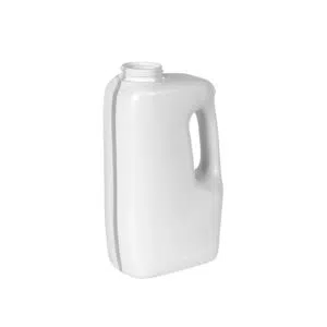 Flat bottle 1 litre white with handle and sight glass Pouring neck R42
