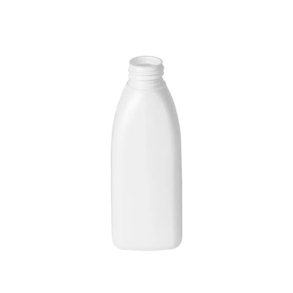 Botella rectangular 250 ml. blanca 28/410